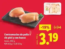 Lidl Contramuslos de pollo sin piel y con hueso oferta