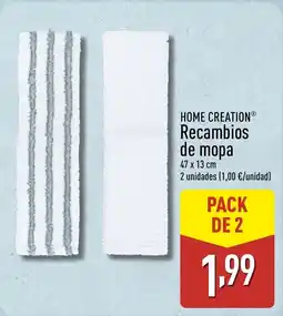 ALDI HOME CREATION Recambios de mopa oferta