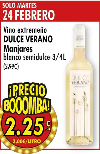 DULCE VERANO Vino extremeño Manjares blanco semidulce