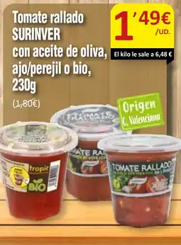 SPAR SURINVER Tomate rallado con aceite de oliva, ajo/perejil o bio, oferta