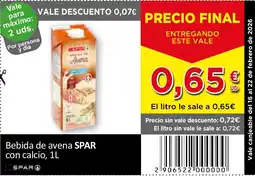 SPAR SPAR Bebida de avena con calcio oferta