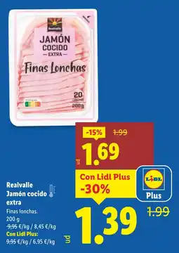 Lidl REALVALLE Jamón cocido extra oferta