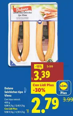 Lidl DULANO Salchichas Salsichas tipo Viena oferta