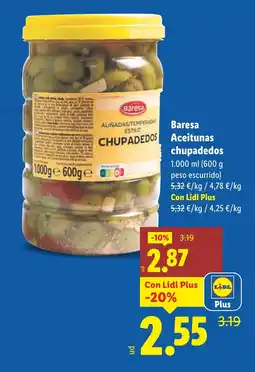 Lidl BARESA Aceitunas chupadedos oferta
