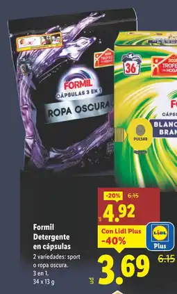 Lidl FORMIL Detergente en cápsulas oferta