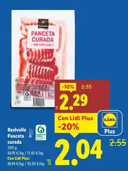 Lidl REALVALLE Panceta curada oferta