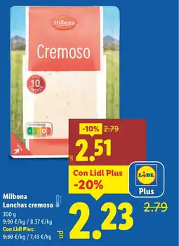 Lidl MILBONA Lonchas cremoso oferta