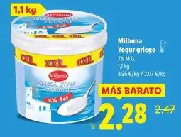 Lidl MILBONA Yogur griego oferta