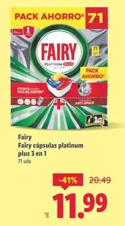 Lidl FAIRY cápsulas platinum plus 3 en 1 oferta