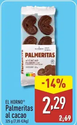 ALDI EL HORNO Palmeritas al cacao oferta