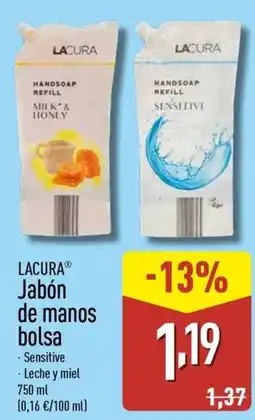 ALDI LACURA Jabón de manos bolsa oferta