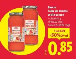 Lidl Baresa - salsa de tomate estilo casero oferta