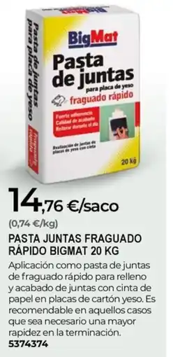 BigMat BIGMAT Pasta juntas fraguado rápido oferta
