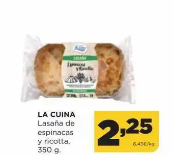 Alimerka La Cuina Lasaña De Espinacas Y Ricotta oferta