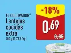 ALDI El cultivador - lentejas cocidas extra oferta