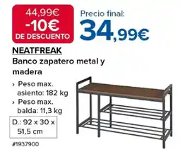 Costco NEATFREAK Banco zapatero metal y madera oferta