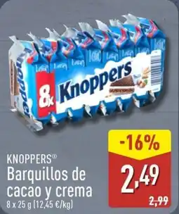 ALDI KNOPPERS Barquillos de cacao y crema oferta