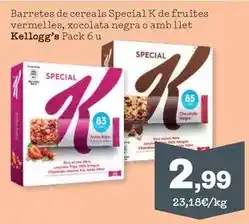 Sorli Kellogg's - barretes de cereals special k de fruites vermelles, xocolata negra o amb llet oferta