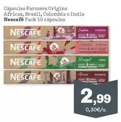 Sorli Nescafé - capsules farmers origins africas, brazil, colombia o india oferta