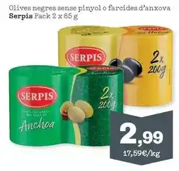 Sorli Serpis - olives negres sense pinyol o farcides d'anxova oferta
