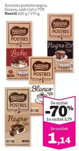 Sorli Nestlé - xocolata postres negra, blanca, amb jui let o 0% oferta