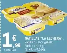E.Leclerc La lechera - natillas vanilla o sabor galleta. pack 4 x 115 g oferta