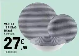 E.Leclerc Vajilla 18 piezas rayas oferta