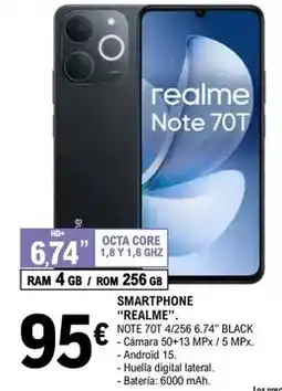 E.Leclerc Realme - smartphone note 70t 4/256 6.74 black oferta
