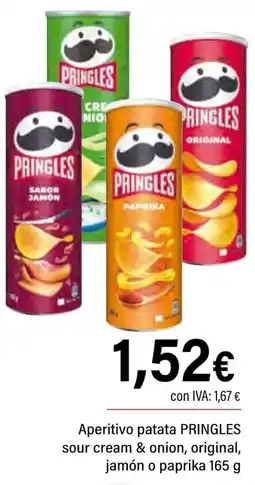 Cash Ifa PRINGLES Aperitivo patata sour cream & onion, original, jamón o paprika oferta