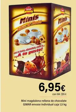 Cash Ifa GIMAR Mini magdalena rellena de chocolate envase individual caja oferta