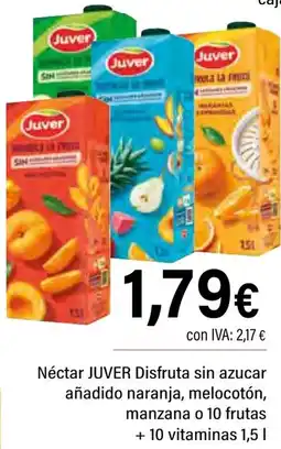 Cash Ifa JUVER Néctar Disfruta sin azucar añadido naranja, melocotón, manzana o 10 frutas +10 vitaminas oferta