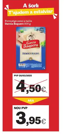 TOP Cash & Carry GARCIA BAQUERO Formatge semi a talls oferta