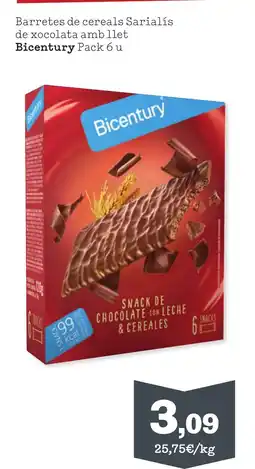 TOP Cash & Carry BICENTURY Barretes de cereals Sarialís de xocolata amb llet oferta