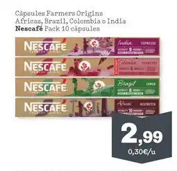 TOP Cash & Carry NESCAFÉ Càpsules Farmers Origins Africas, Brazil, Colombia o India oferta
