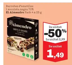 TOP Cash & Carry EL ALMENDRO Barretes d'ametlles i xocolata negra 70% oferta