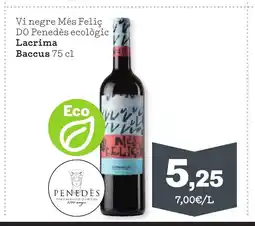 TOP Cash & Carry LACRIMA BACCUS Vi negre Més Feliç DO Penedès ecològic oferta