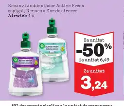 TOP Cash & Carry AIRWICK Recanvi ambientador Active Fresh espígol, Nenuco o flor de cirerer oferta