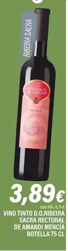 Cash Ifa Vino tinto d.o.ribeira sacra rectoral de amandi mencía botella oferta