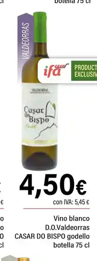 Cash Ifa CASAR DO BISPO Vino blanco D.O.Valdeorras godello oferta