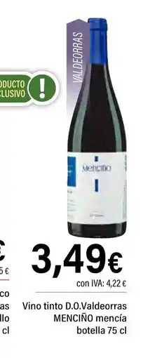 Cash Ifa MENCIÑO Vino tinto D.O.Valdeorras mencía botella oferta