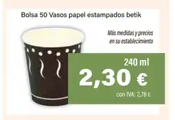 Cash Ifa Bolsa 50 Vasos papel estampados betik oferta