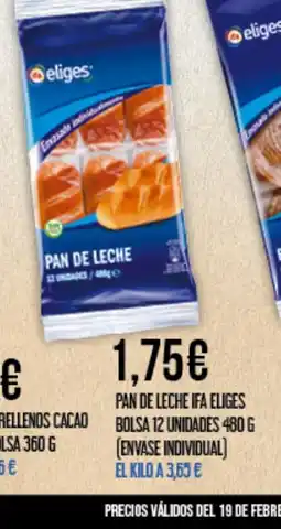 Claudio IFA ELIGES Pan de leche bolsa 12 unidades oferta
