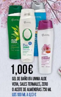 Claudio IFA UNNIA Gel de baño aloe vera, sales termales, zero o aceite de almendras oferta