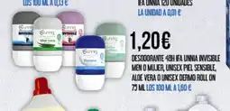 Claudio IFA UNNIA Desodorante 48h invisible men o mujer, unisex piel sensible, aloe vera o unisex dermo roll on oferta