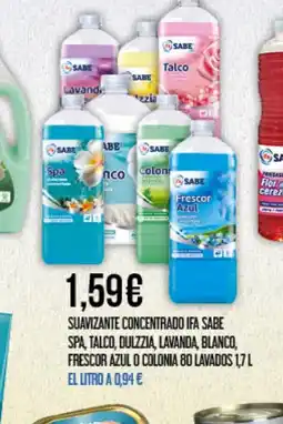 Claudio IFA SABE Suavizante concentrado spa, talco, dulzzia, lavanda, blanco, frescor azul o colonia 80 lavados oferta