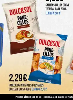 Claudio DULCESOL Panecillos integrales o tostados oferta