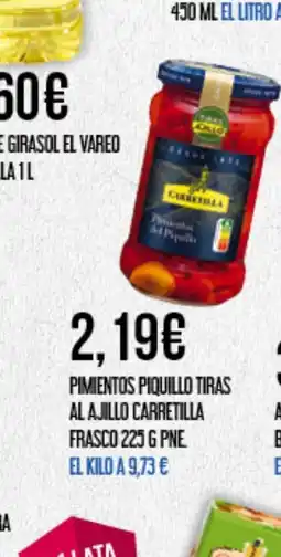 Claudio CARRETILLA Pimientos piquillo tiras al ajillo frasco oferta