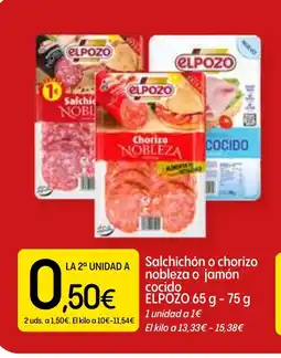 Dialprix ELPOZO Salchichón o chorizo nobleza o jamón cocido oferta