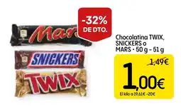Dialprix TWIX, SNICKERS O MARS Chocolatina oferta