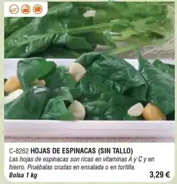 Abordo Hojas de espinacas oferta